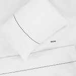 Set de lenjerie de pat single din bumbac satinat Premium Elegance negru