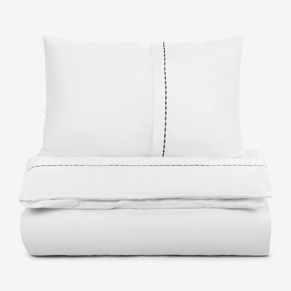 Set de lenjerie de pat single din bumbac satinat Premium Elegance negru