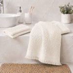 Set 2 prosoape în relief (vafe) culoare crem