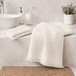Set 2 prosoape în relief (vafe) culoare crem