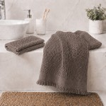 Set prosoape waffle de bumbac moale maro
