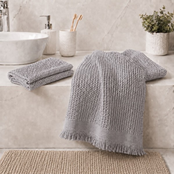 Set prosoape waffle din bumbac moale, gri