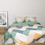 Set de lenjerie de pat Maxim din bumbac cu volan și fermoar – Multicolor