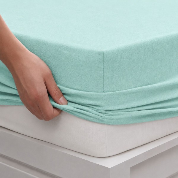 Cearceaf de pat cu elastic verde mentă 140x200 cm – Serenity