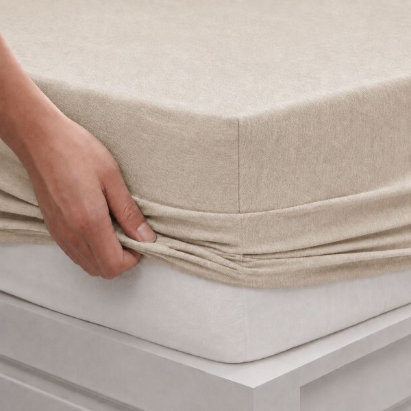 Cearceaf de pat cu elastic bej 120x200 cm – Serenity