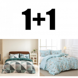 2 bucăți lenjerie de pat dublă micro satin Vitoria verde și Teia cu flori