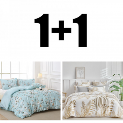 2 bucăți lenjerie de pat dublă din microsatin Teia cu flori și Elysium