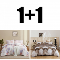 2 bucăți lenjerie de pat dublă din micro satén Patchwork și Kiton