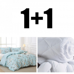 Pătură ușoară și lenjerie de pat dublă din microsatin Teia cu flori