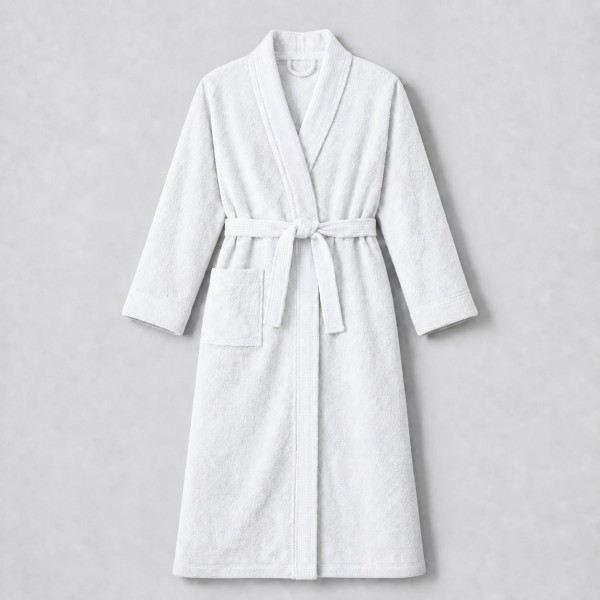 Halat de lux cu guler de designer Tokyo alb