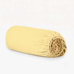 Cearceaf cu elastic din bumbac Ranforce de culoare galbenă 160/200/30