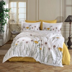 Set de lenjerie de pat DIBA satinată din ranfors, 5 piese