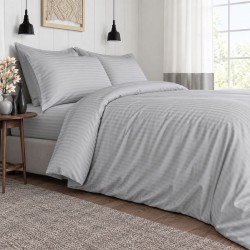 Lenjerie de pat din satin de bumbac gri pentru pat dublu