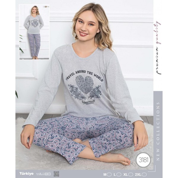 Pijama cu mâneci lungi Grey XL