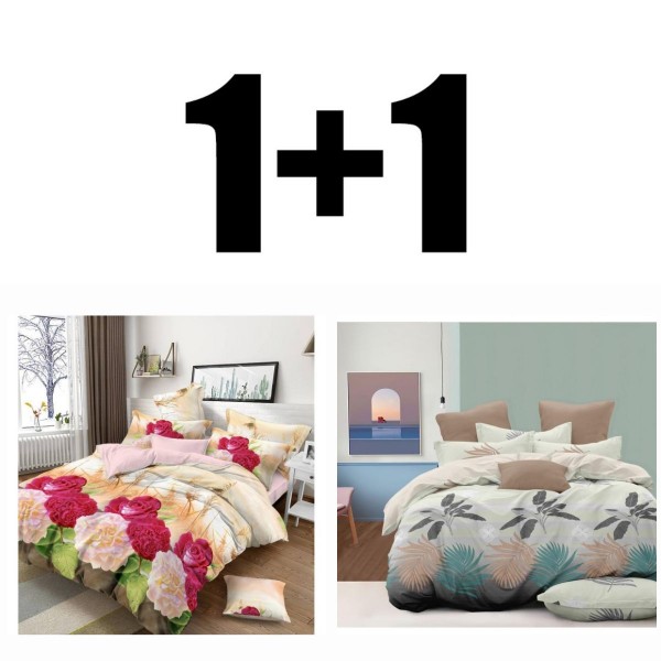 2 bucăți lenjerie de pat din satin pentru dormitor dublu Rebeka + Tanta