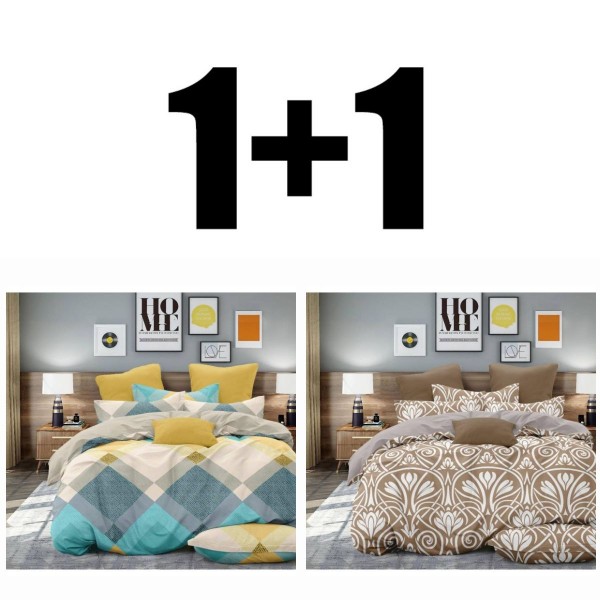 2 bucăți lenjerie de pat satin single Baha + Cairo
