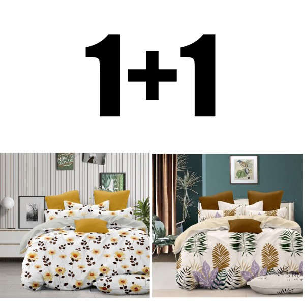 Două seturi de lenjerie de pat single Summer și Mamba microsatin
