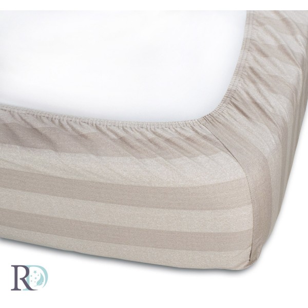 Cearşaf de pat cu elastic bumbac satinat Ave Beige