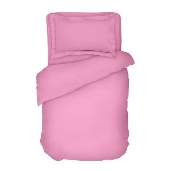 Lenjerie de pat single bumbac satinat Roz