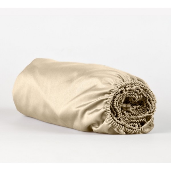 Cearșaf cu elastic bumbac satinat Taupe 100/200/25 