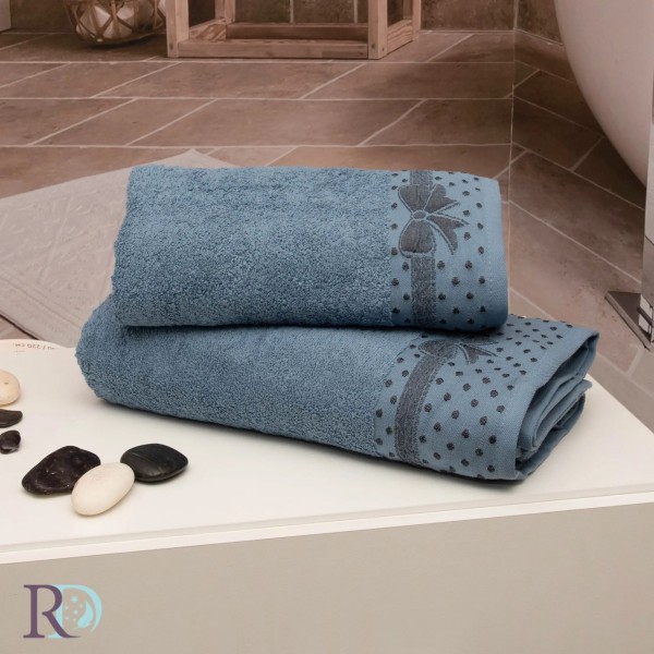 Prosop de baie din micro bumbac Amaya albastru 90/150