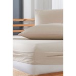 Set de două fețe de pernă și cearșaf cu elastic 180/200 bumbac Bej