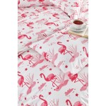 Lenjerie de pat dublu cu decor Flamingo