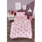 Lenjerie de pat dublu cu decor Flamingo