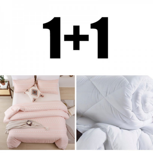 PROMO Pilotă + lenjerie de pat dublu Indiana piersică